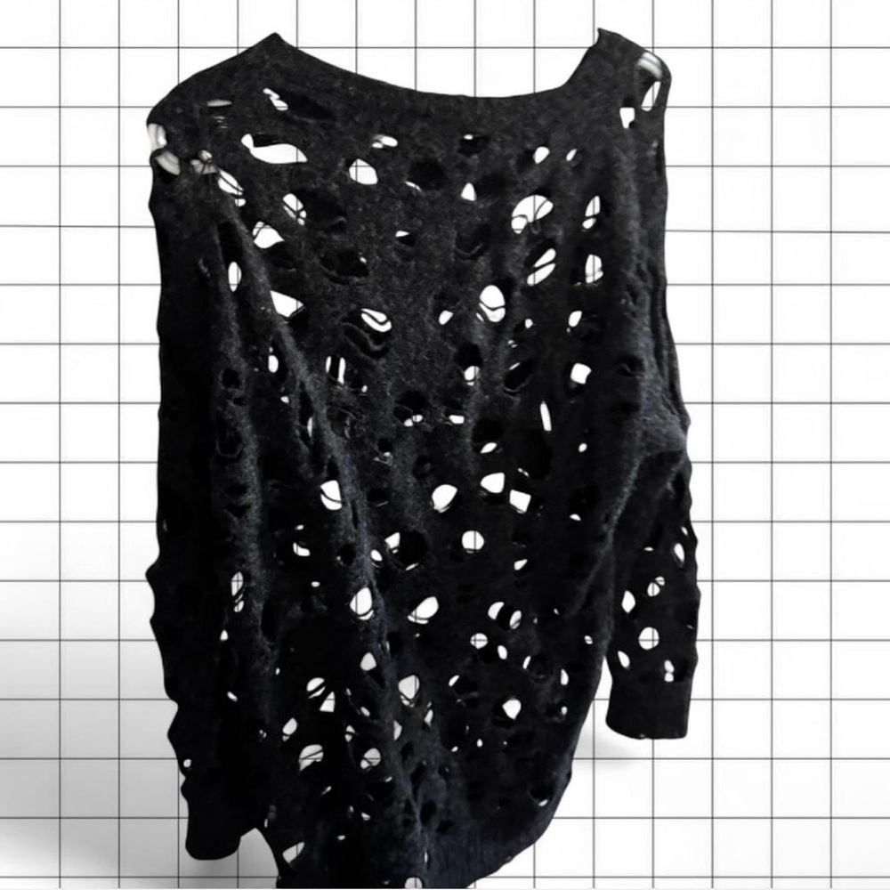 Diesel Grey Ripped Distressed Sweater | - Picture 4 of 8